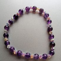 Amethyst & Swarovski Stretchy Bracelet