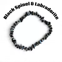 Black Spinel and Labradorite Chipped Bracelet