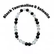 Black Tourmaline and Selenite Beaded Stretchy Bracelet