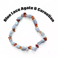 Blue Lace Agate & Carnelian Chip Bracelet