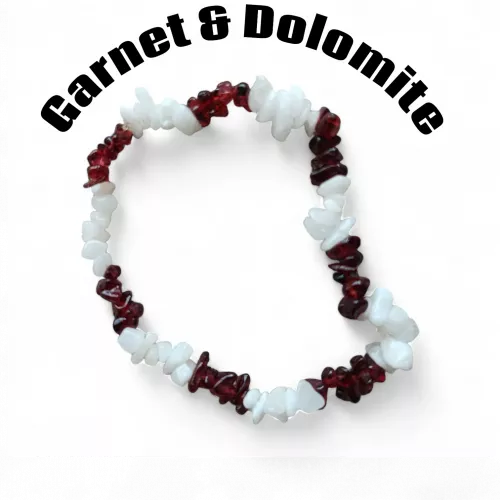 Garnet & Dolomite Chip Bracelet