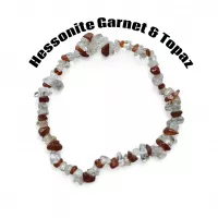 Hessonite Garnet & White Topaz Tumble Chip Bracelet