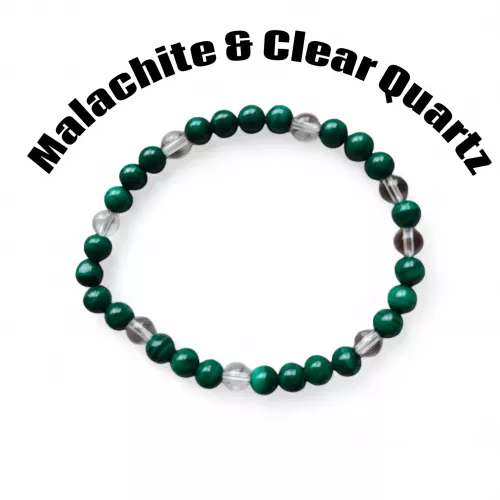 Malachite & Clear Quartz Stretchy Bracelet