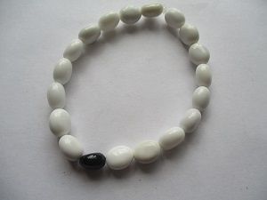 White Agate And Black Tourmaline Stretchy Bracelet